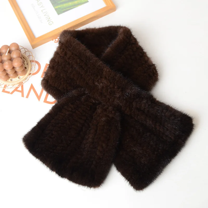 2024 женский теплый вязаный шарф из 100% натурального меха норки зимний шарфы