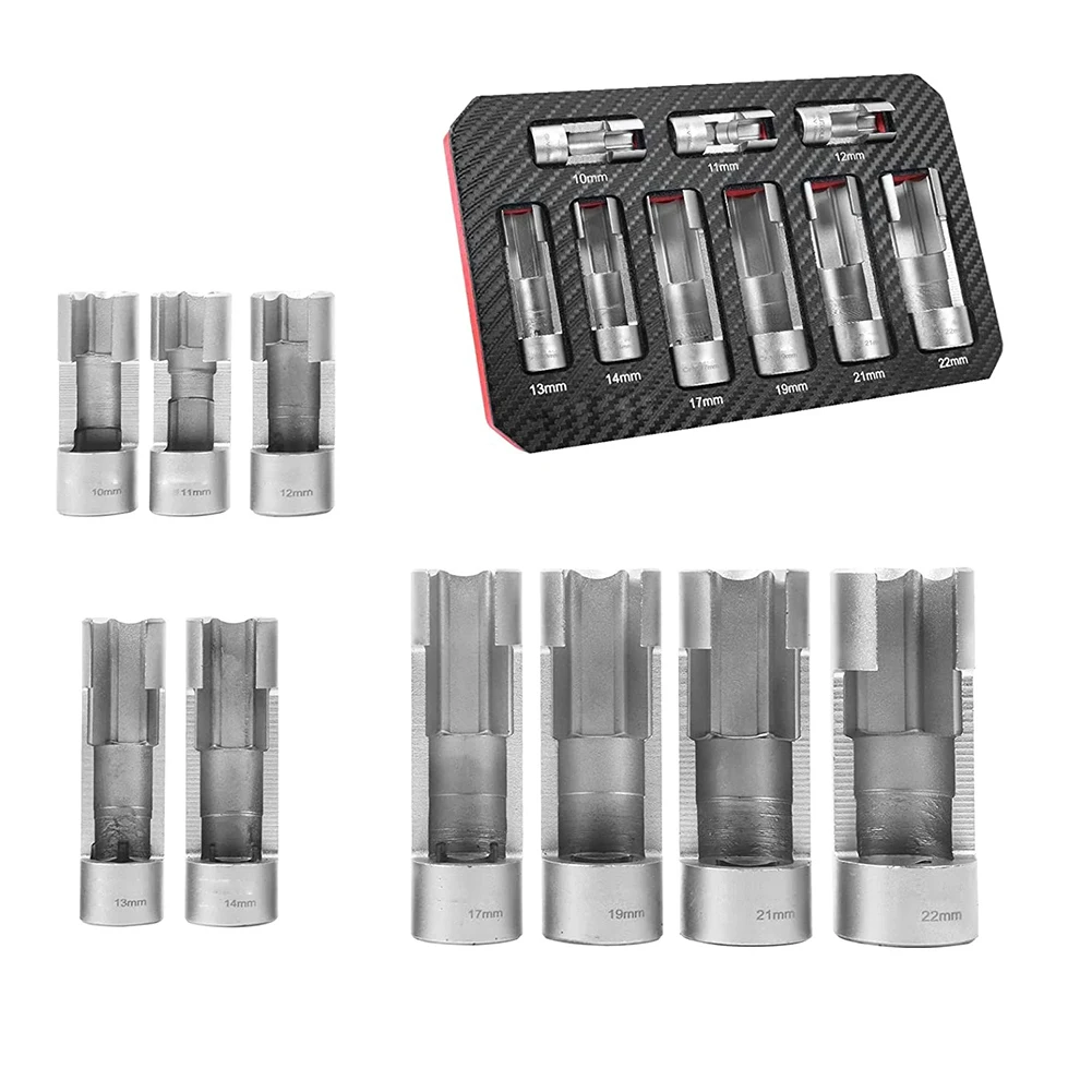 

9pcs Fuel Line Socket Wrench 10-22mm 1/4 3/8 1/2 Diesel Injector Union Nut Socket For Pipe Connector Reoval Car Repairing Tool