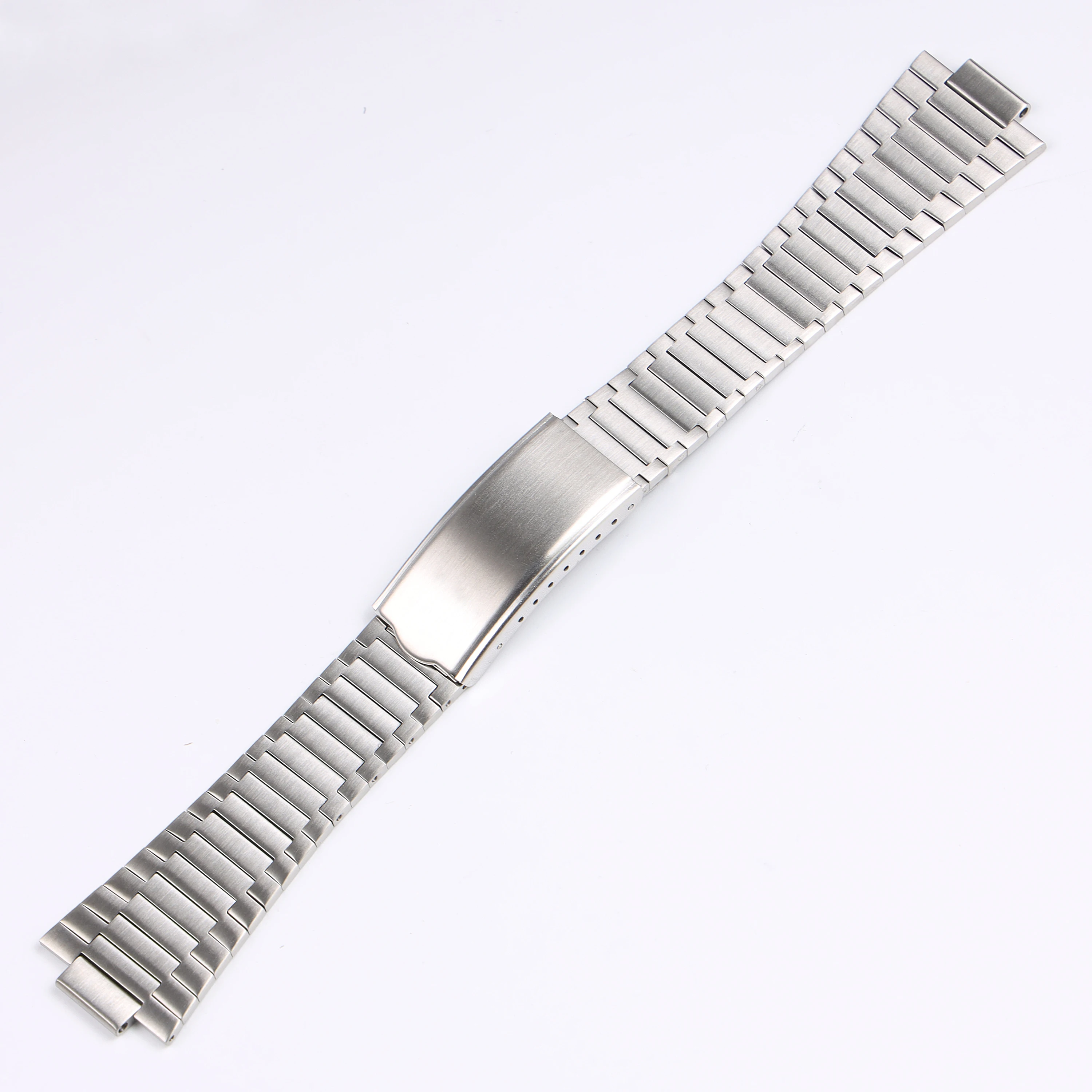 Фото Винтажный ремешок для часов Omega TV Seamaster 1020 из матовой серебристой нержавеющей стали 22*11 мм с металлической раскладывающейся застежкой, браслет на запястье №1