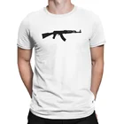 Футболка мужская с круглым вырезом, оригинальная забавная хлопковая рубашка в стиле Харадзюку, топ, одежда с винтовкой АК 47, большие размеры