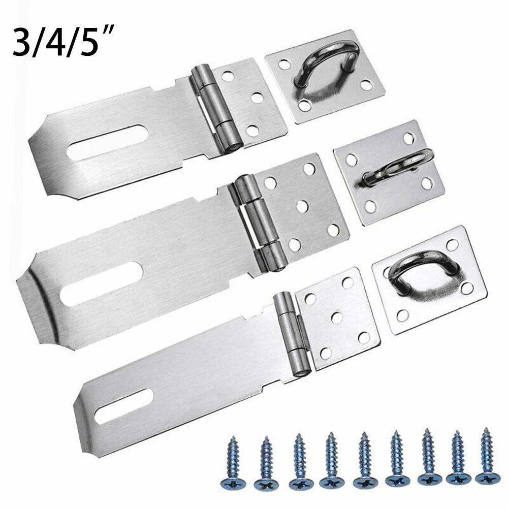 

3/4/5in Anti-Theft Door Lock Stainless-Steel Gate Hasp Staple Padlock Shed Latch Drawer Locks Letter Box Locker Hardware