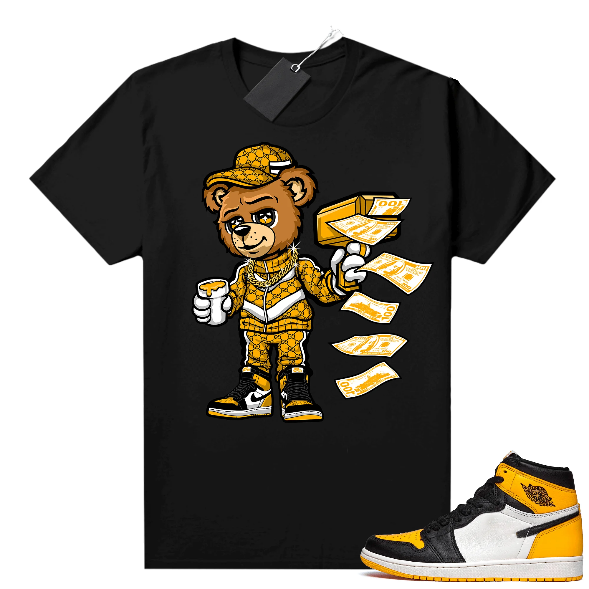 

Taxi 1s Matching Shirt Sneaker Men' Clothing And Graphic Sneaker Tees Black Cash Cannon Bear Print Unisex T Shirt
