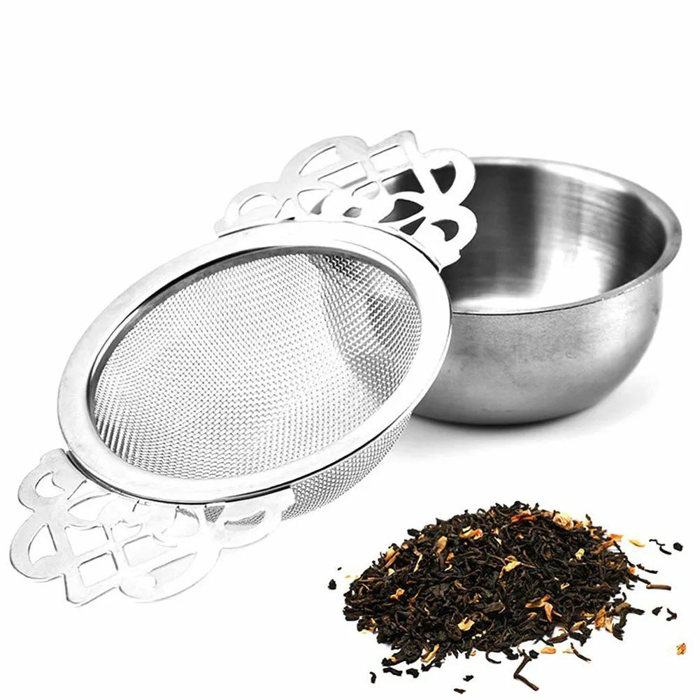 

Stainless Steel Double Ear Spice Infuser Filter With Drip Bowl Tea Strainer Teas Strainer Mesh Infuser Tea Filter Strainers Kit