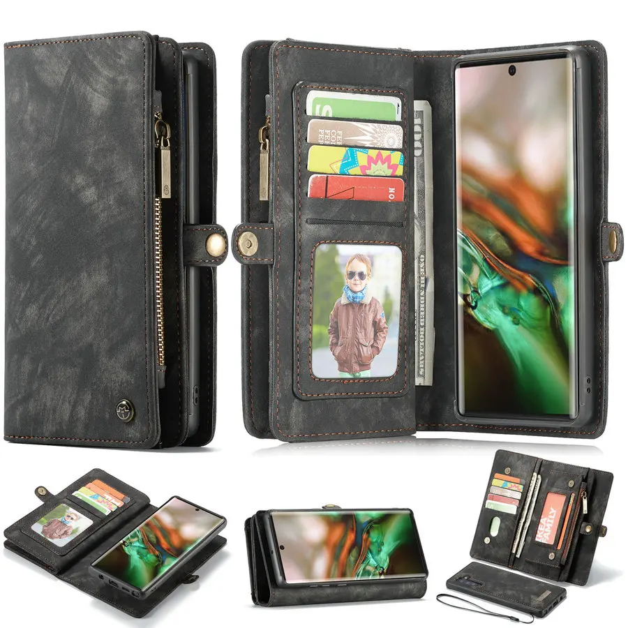 

CaseMe Original Case For Samsung Galaxy Note 10 2 in 1 Detachable Wallet Leather For Galaxy Note 10 Card Flip Card Zipper Case