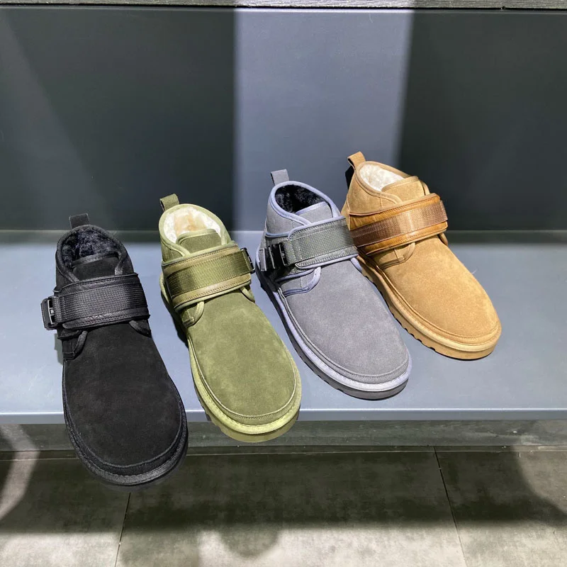 

Зимние теплые замшевые ботинки до щиколотки, мужские высокие кожаные ботинки с мягкой подошвой, трендовые повседневные Молодежные уличные рабочие ботинки с мехом