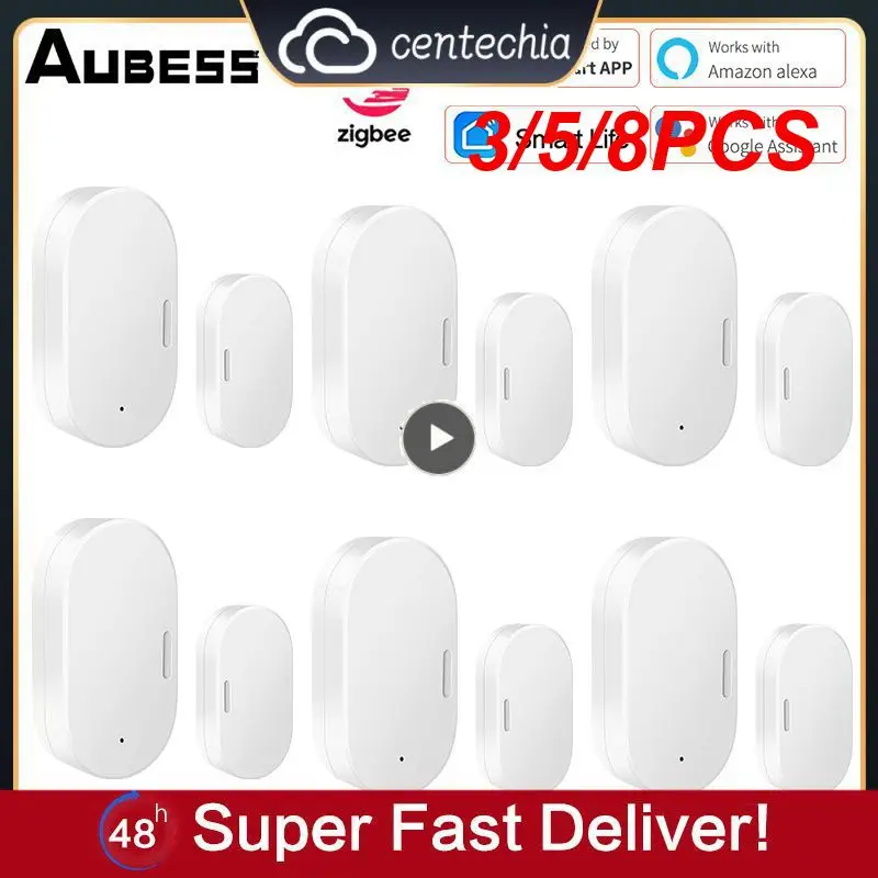 

3/5/8PCS Remote Monitoring Door Window Magnetic Sensor Tuya Smart Door Detectors Google Home Alexa Smart Security Alarms Zigbee