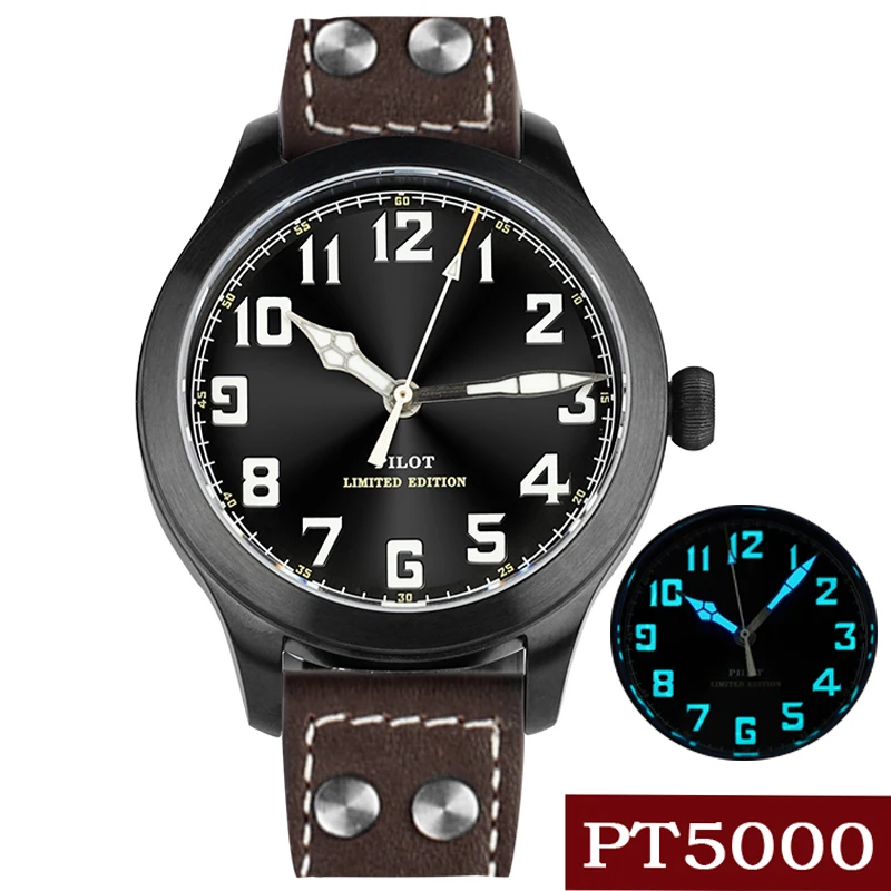 

Watchdives Watches For Man Retro Military Pilot Watch Limited Edition PT5000 Automatic Mechanical Sapphire Glass 200m BGW9 Watch