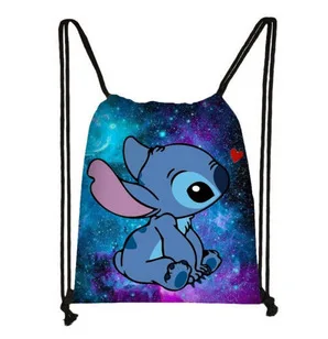 

MINISO Stitch Peripheral Student Drawstring Pocket Large Capacity Drawstring Bag Children's Cartoon Drawstring Backpack