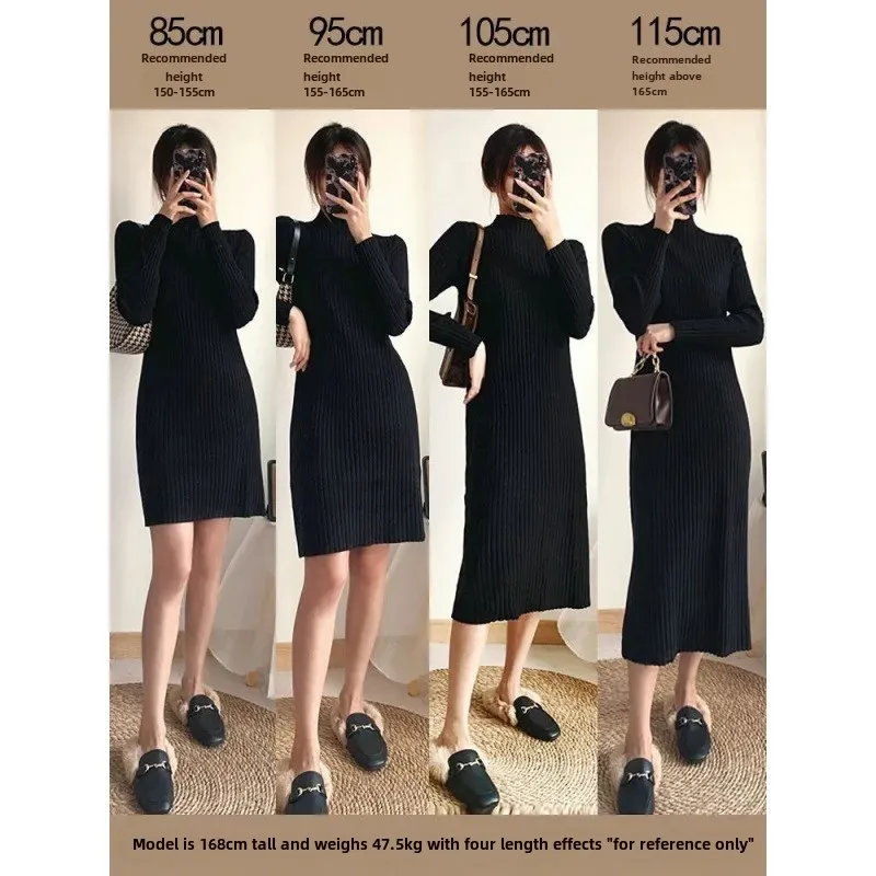 Осенне-зимнее вязаное платье свободного кроя с длинными рукавами женский свитер