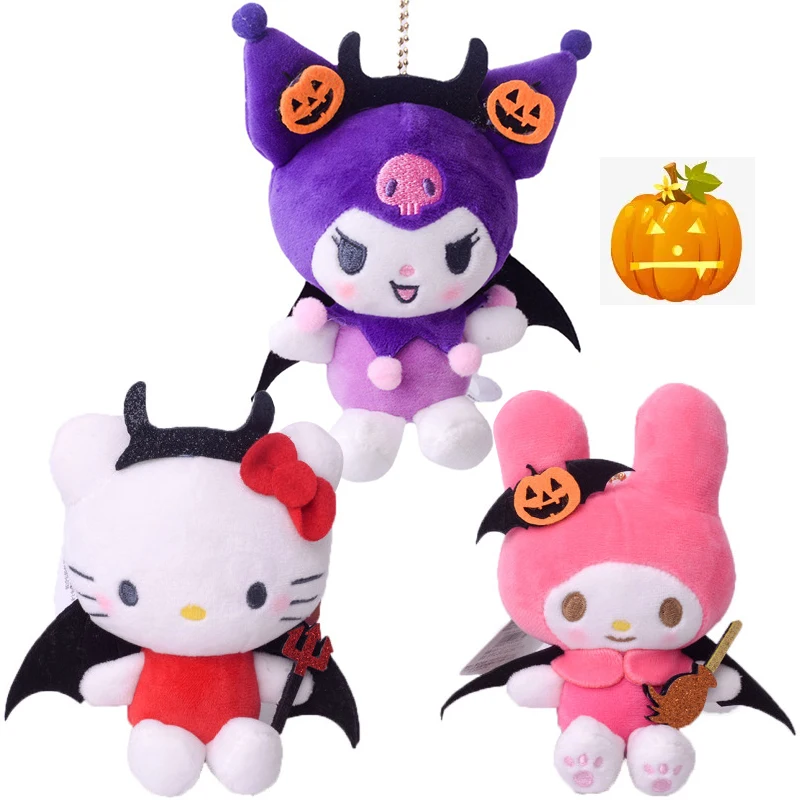 

10Cm Sanrio Halloween Series Kuromi My Melody Hello Kittys Plush Toy Keychain Anime Plush Doll Toy Mini Pendant Kids Toy Gift