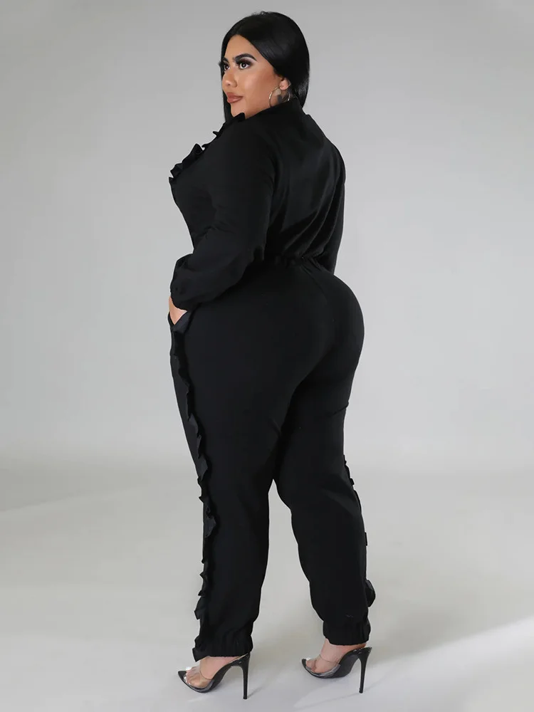 Plus Size Two Piece Sets Women Clothing Crop Top Zipper Up Legging Matching Suit Casual Outfits Wholes 3xl 4xl 5xl 6xl