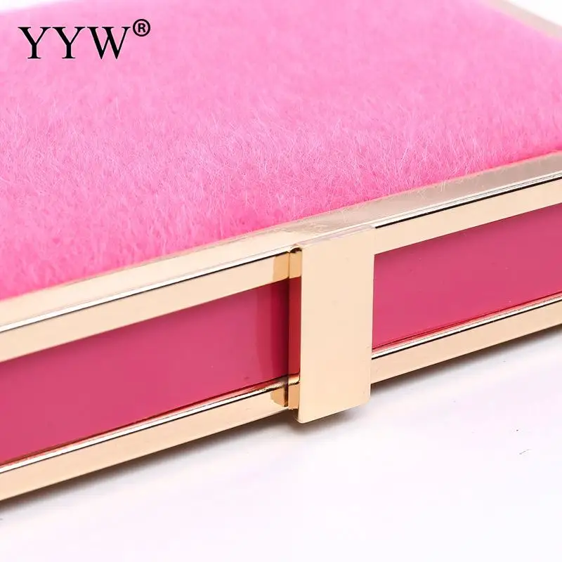 Elegant Velvet Women Handbag Metal Frame Square Shoulder Storage Bag for Cocktail Party Classic Lady Solid Color Clutch Purses