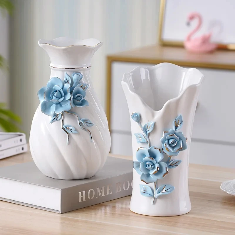 

Europeanism 3D Ceramic Vase Home Decor Creative Design Porcelain Decorative Flower Vase for Wedding Decoration