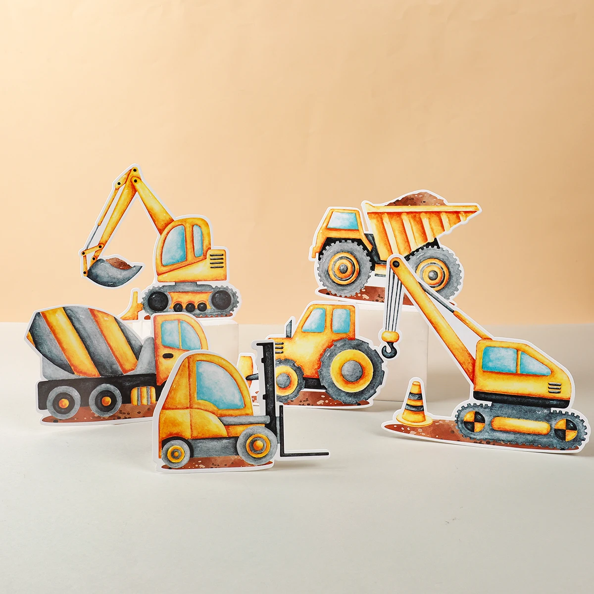 6 шт. бумажные украшения для инженерной техники пазл экскаватор грузовик кран