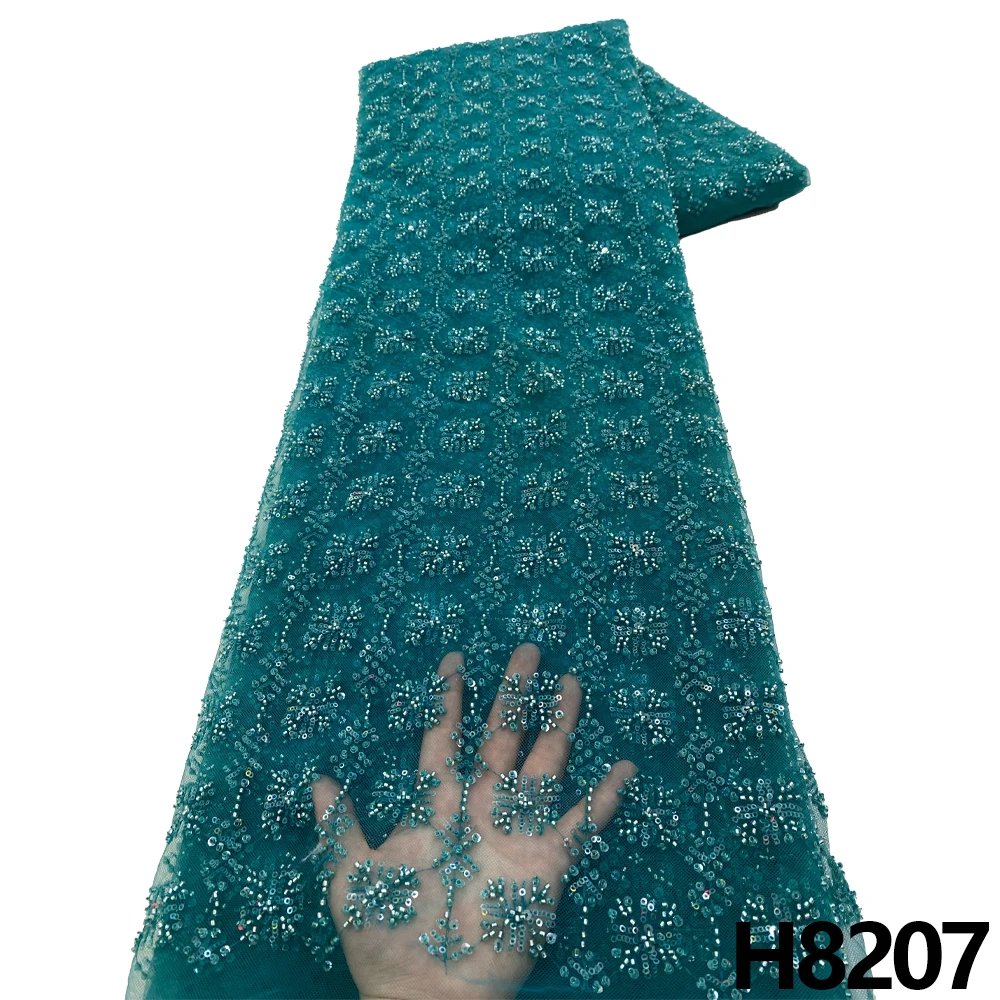 HFX Роскошные африканские блестки кружевная ткань высокого качества 2023 тяжелые бусины вышивка французское фотосвадебное платье