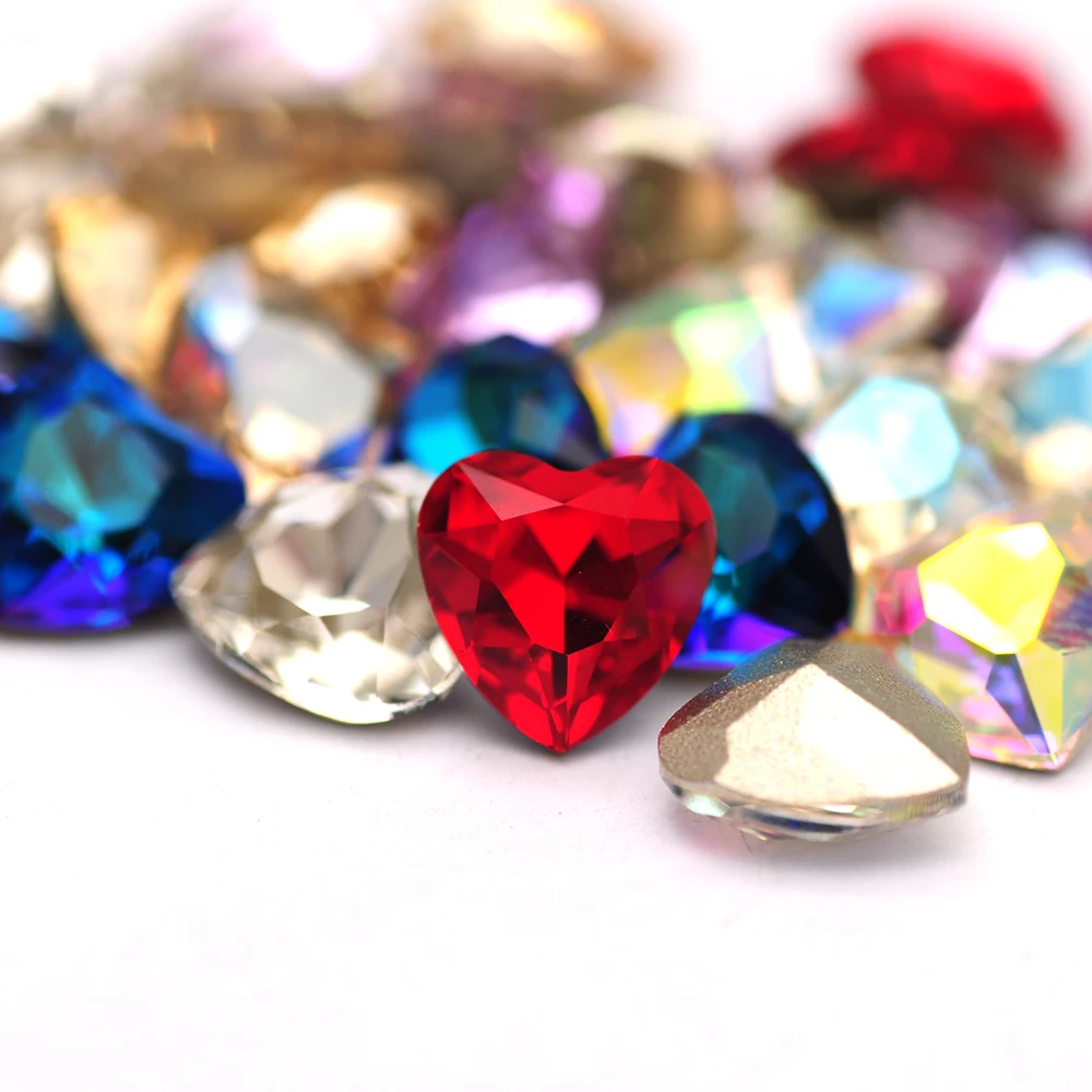 

YANRUO 4827-Heart Charms Glass Crystal Fancy Stones Pointback Beuty Rhinestones Size 8mm,10mm For Jewellry Making Garment Dress
