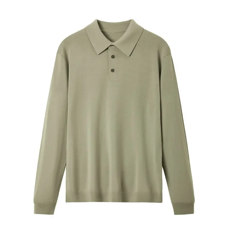 Мужская модель 100% свитер из чистой шерсти с воротником-оборотом для осени и зимы