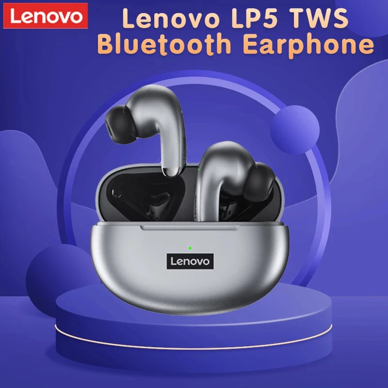 

Original Lenovo LP5 Bluetooth Earphones Wireless Noise Reduction Headphones 9D Stereo Waterproof Earbuds With Mic Gaming earphon