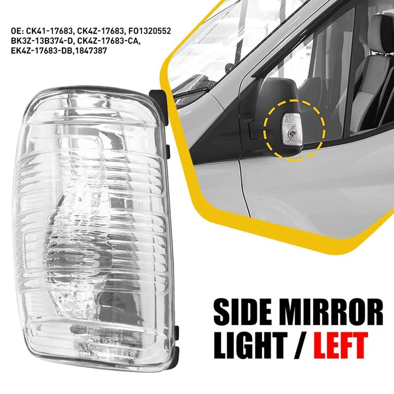 Side Mirror Turn Signal Light Lens Housing Indicator Cover For 2015-2021 Ford Transit 150 250 350 Cargo Van