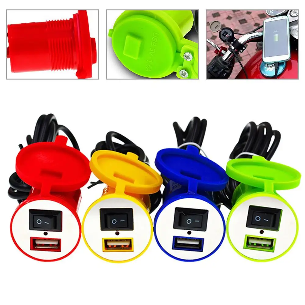 

1PC Motorcycle USB Car Charger 12V Motorcycle USB Car Charger With Switch Waterproof USB Phone Charger