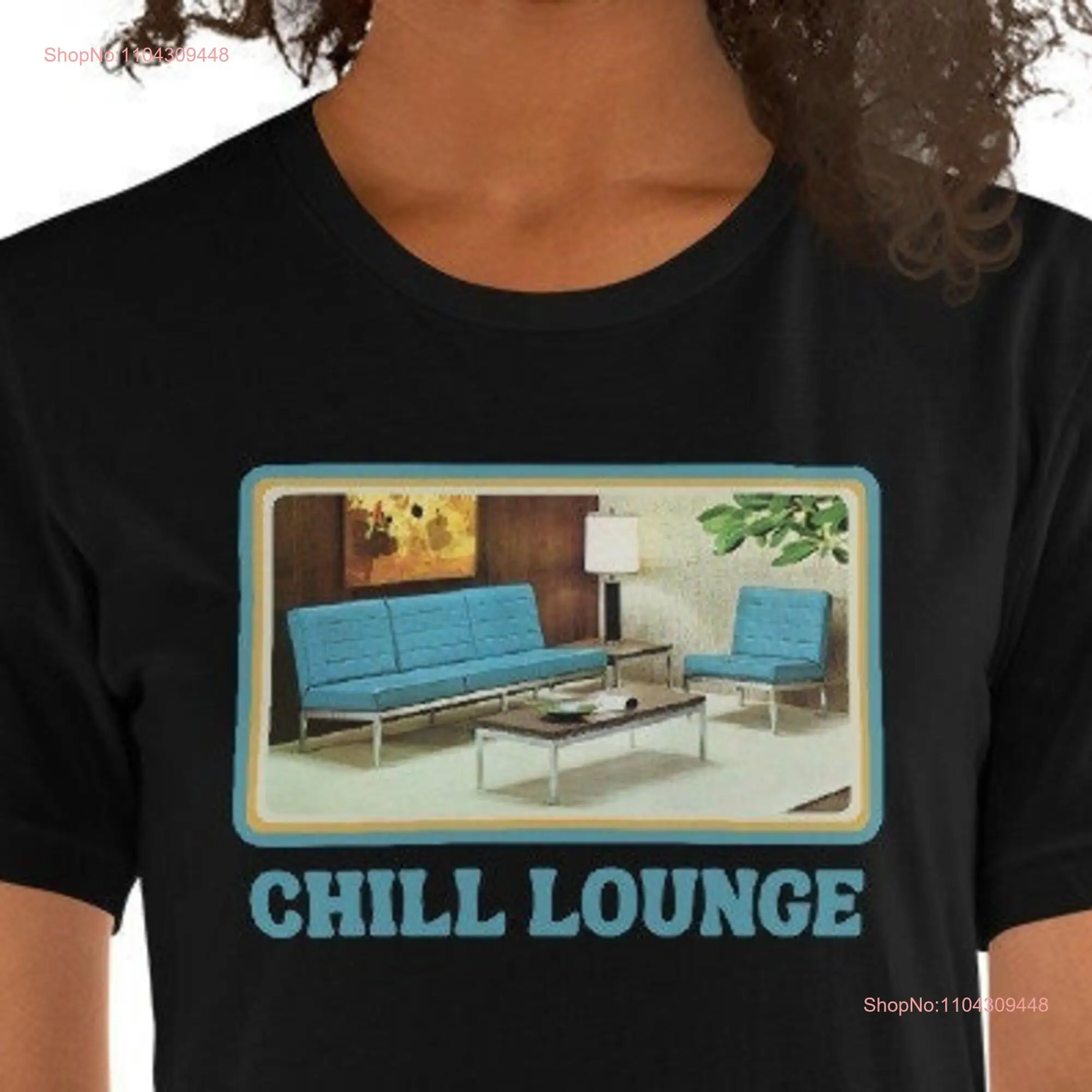 Винтажное изображение Chill Lounge Reception Cool Mid Century Furniture Футболка с длинными или