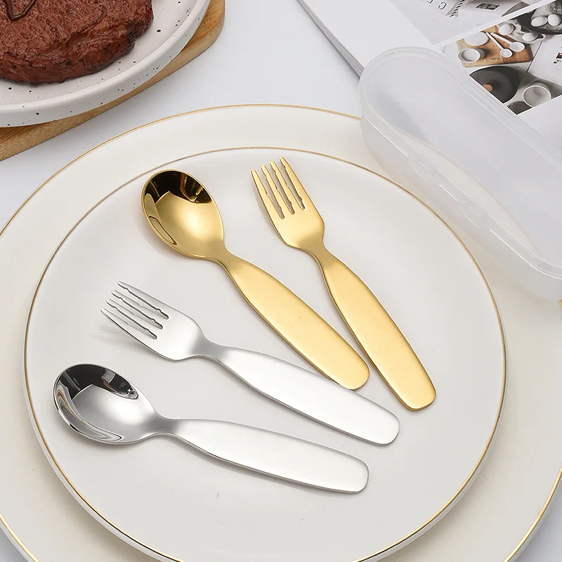 

5pcs Creative Cute 304 High Quality Stainless Steel Children's Tableware Spoon Fork Drinking Soup Food Spoon Kitchen Accessories