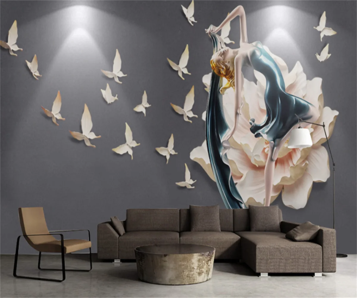 

Скандинавский 3D трехмерный рельефный светильник танцевальный Летающий фон для гостиной Настенная Наклейка на заказ 3D обои любого размера ...