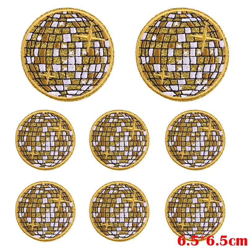 5 шт. Мультяшные вышитые нашивки в стиле диско клетчатые с сердечками и звездами