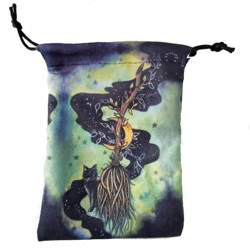 

Moon's Magic Broom 13x18cm Tarot Storage Gift Bag Velvet Christmas Halloween Gift Crystal Objects Witchcraft Astrology