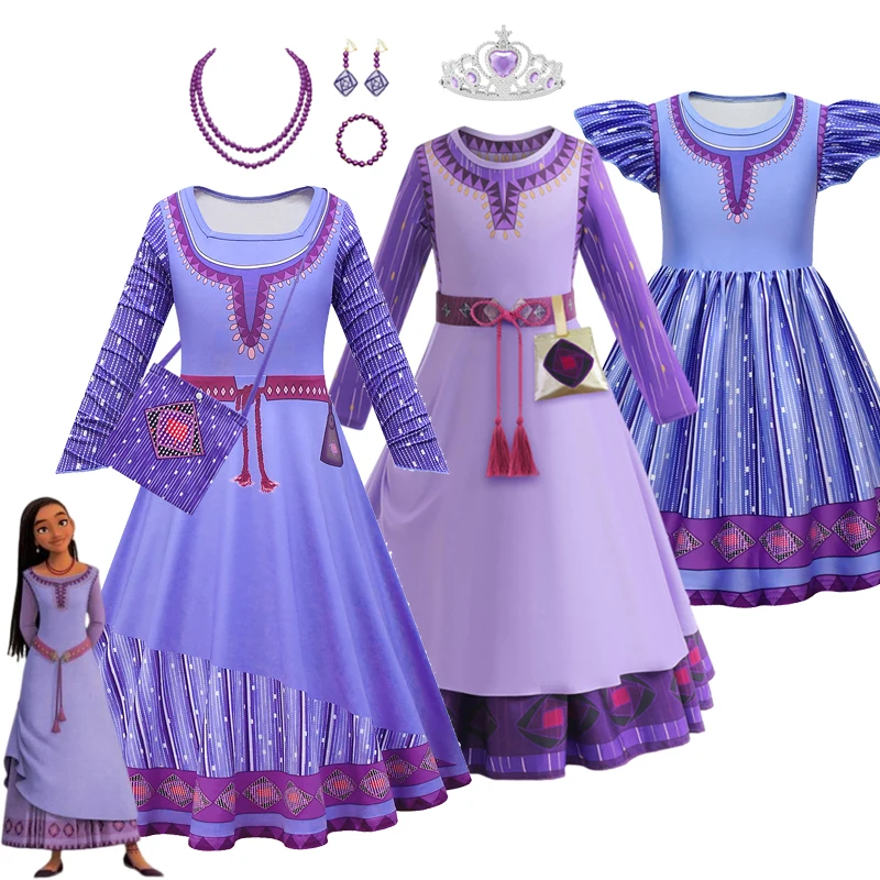 

Платье Принцессы Disney, новинка, костюм из фильма желания Аша для девочек, Детский костюм на день рождения, карнавал, аксессуары для ролевых игр, Рождественский Костюм