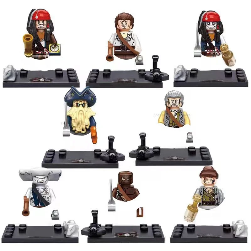 8pcs/set Disney Mini Pirates of The Caribbean Jack Sparrow  Movie Figures  Building Blocks Mermaid Bricks Toys For Children images - 6