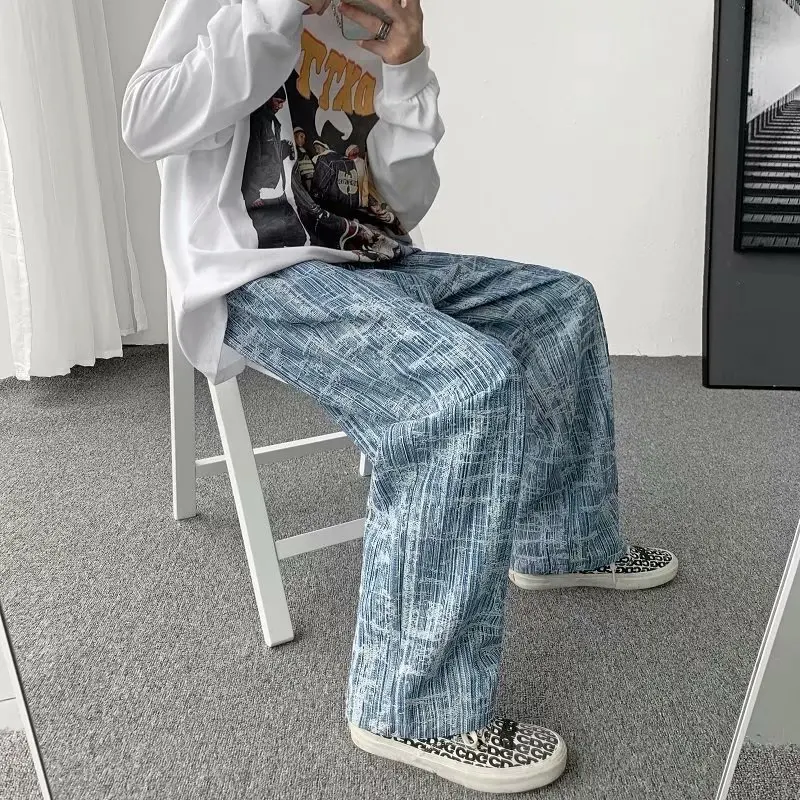 DEEPTOWN Y2K Vintage Baggy Jeans Men Harajuku Fashion Streetwear Loose Demin Striped Casual Pants Male Hip Hop Trousers for Men