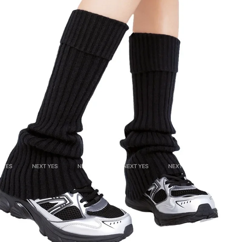 Женские осенне-зимние вязаные носки 24 стиля однотонные до середины икры модные с