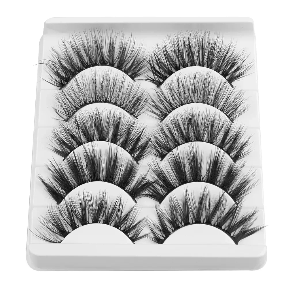 

NEW2023 Pairs 3D Soft Mink False Eyelashes with glue Wispies Mixed Styles Natural Long Mink Lashes Handmade Full Strips Eyelash