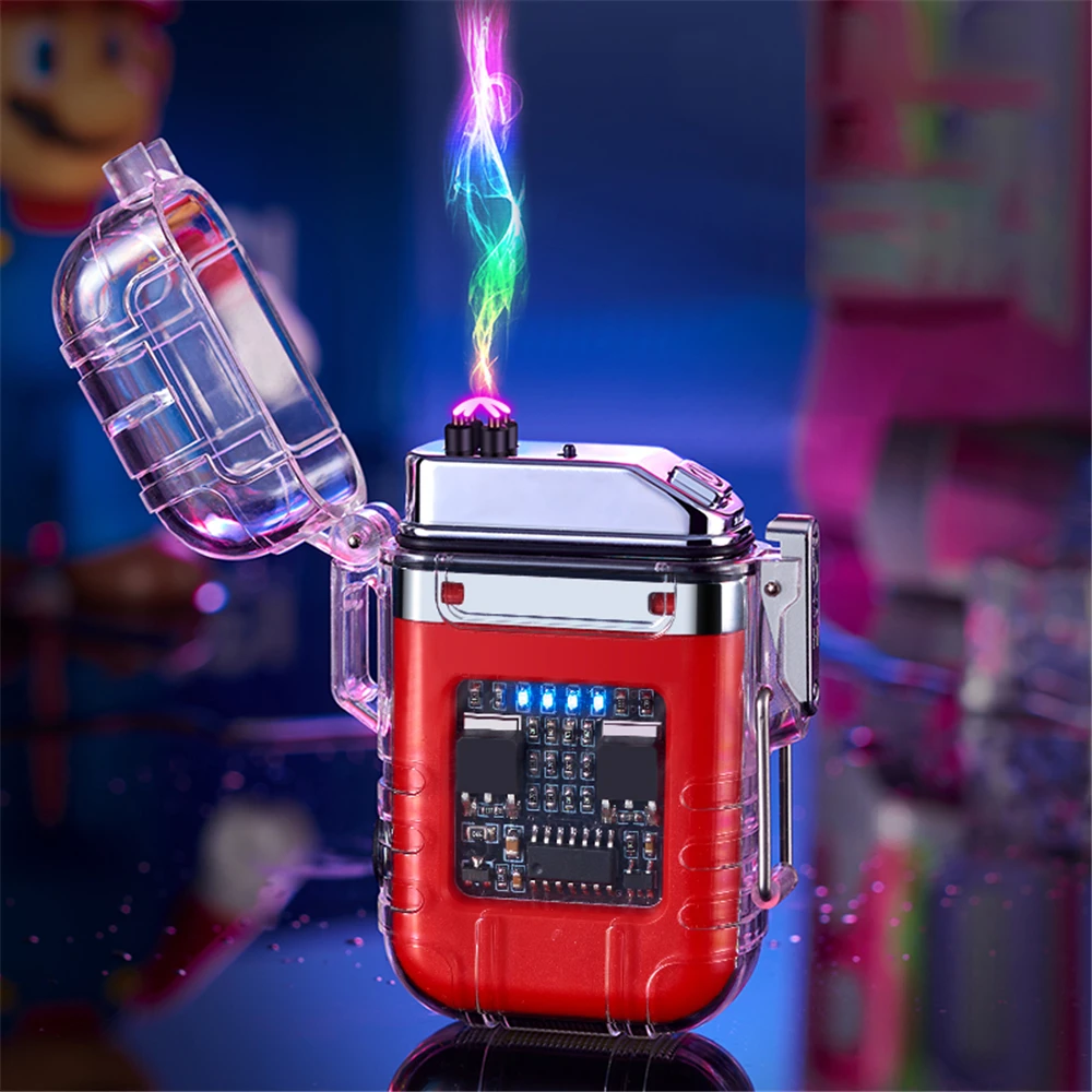 

Уличная Водонепроницаемая электрическая зажигалка Type-C, плазменная зажигалка с двойной дугой и светодиодный ным фонариком, ветрозащитная з...