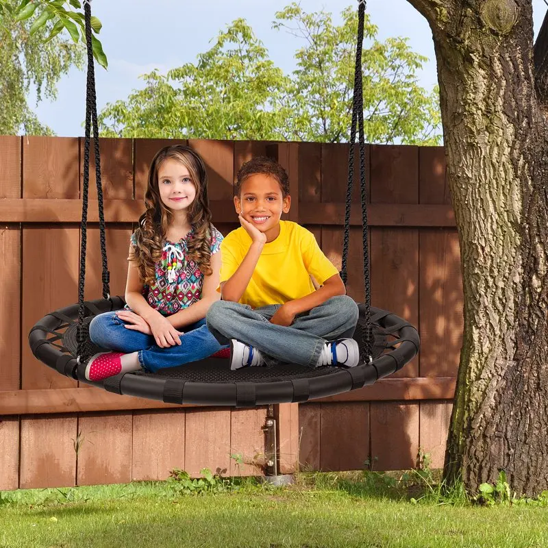 

Swing – Kids Indoor/Outdoor Round Mat Swing – Great for Tree, Swing Set, Backyard, Playground, Playroom – Accessories Incl