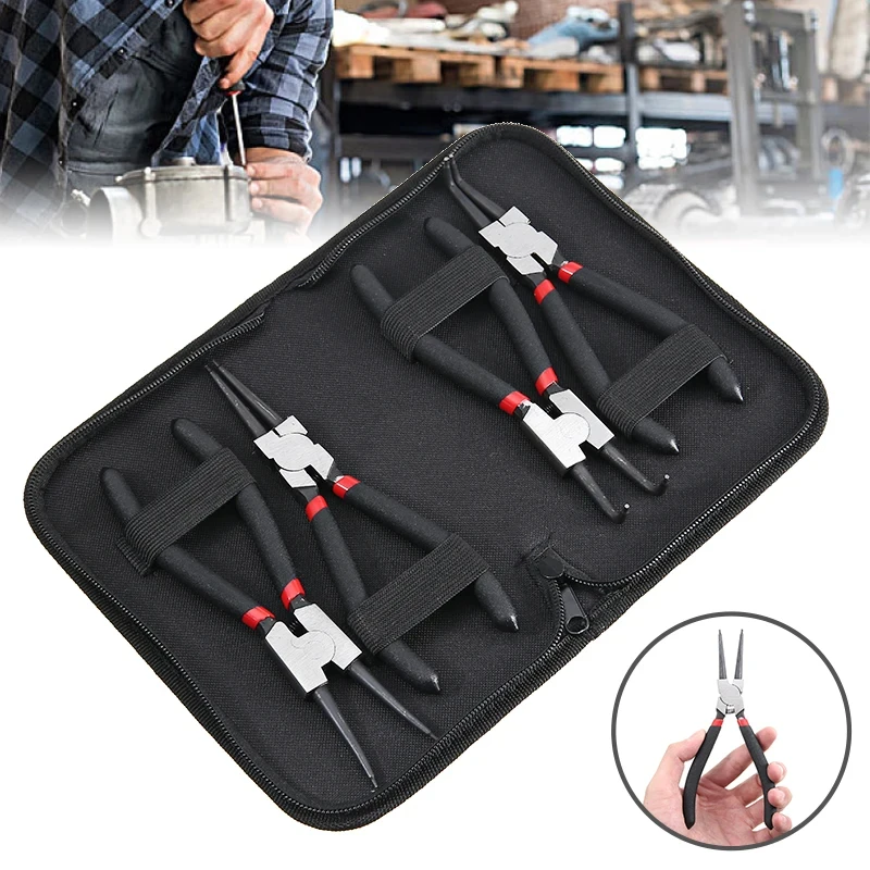 Набор щипцов для стопорного кольца 4 шт. 7 дюймов плоскогубцы с длинным носом