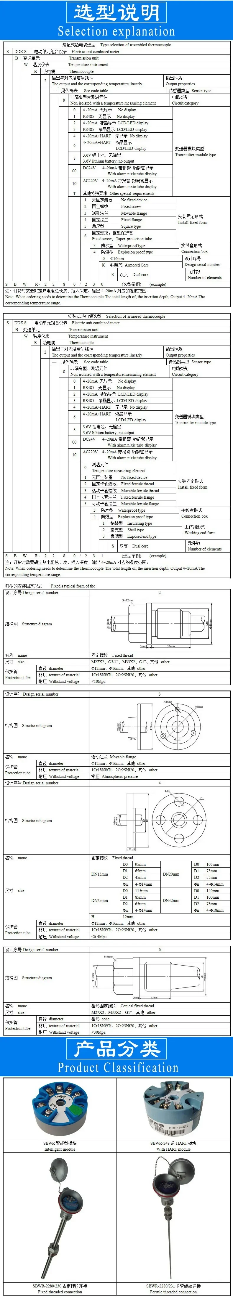 SBWR-2280430 Встроенная термопара с датчиком температуры Термопара с фиксированным фланцем (art.: 3920cf35e91d7) - 3920cf35e91d7