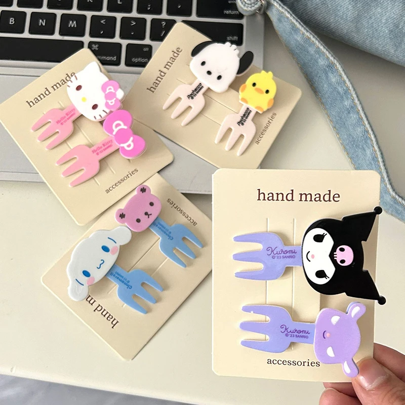 1 пара Новинка мультяшная заколка для волос Sanrio Kuromi мультфильм Hello Kitty Cinnamoroll Kawaii