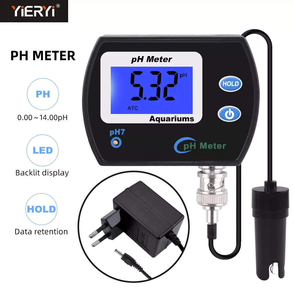 

Professional Accurate pH Meter for Aquarium Multi-parameter Water Quality Monitor Online pH monitor Acidometer US/EU plug