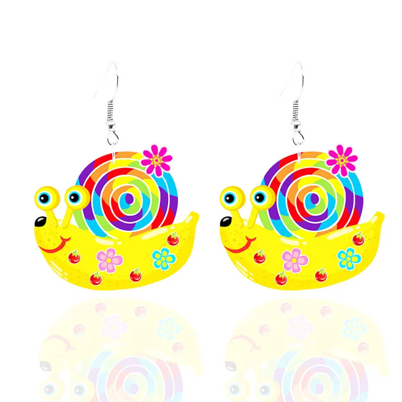 

Yungqi новые акриловые висячие серьги с принтом животных и морщин для женщин и девушек Висячие цветочные подарки ювелирные изделия оптом серь...