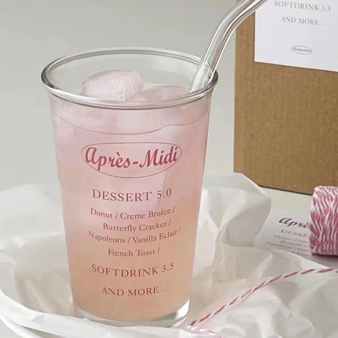 

Прозрачная стеклянная чашка Inswind Cup для питья молока чашка для воды, кофе High-beauty Letter, термостойкая чашка для сока, Новая розовая чашка