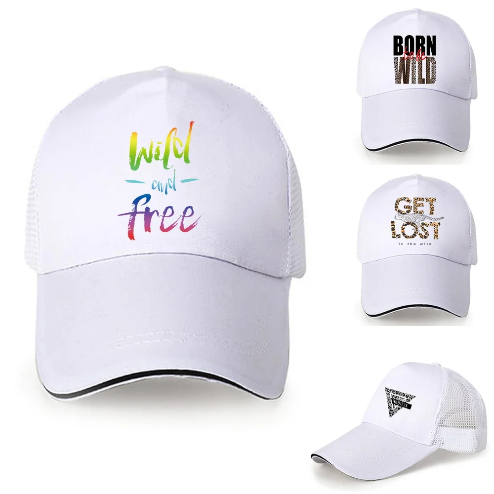 

Unisex Casual Plain Wild Print Mesh Baseball Cap Adjustable Snapback Hats for Women Men Hip Hop Trucker Cap Streetwear Dad Hat