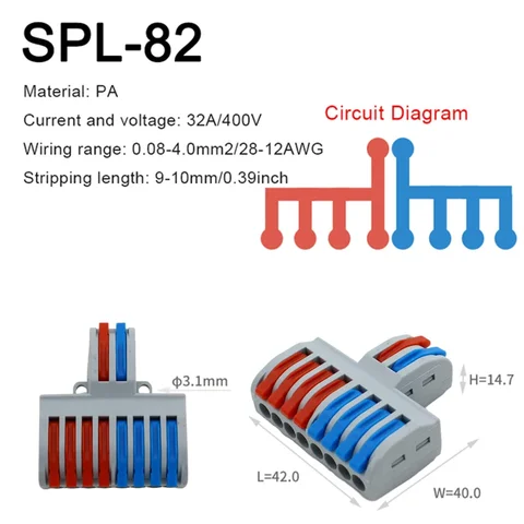 1 В Многофункциональный быстроразъемный соединитель проводки, универсальный разветвитель, проводной кабель, встроенная Клеммная колодка, Клеммная колодка для дома, SPL 222
