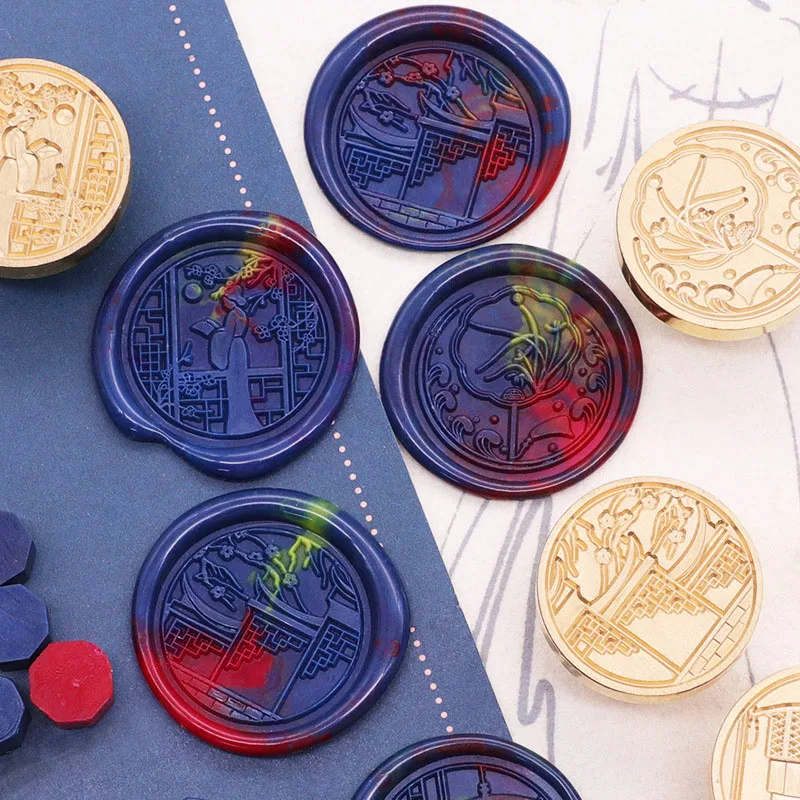 Восковая печать штамп в китайском стиле для двора древней аллеи карт конвертов