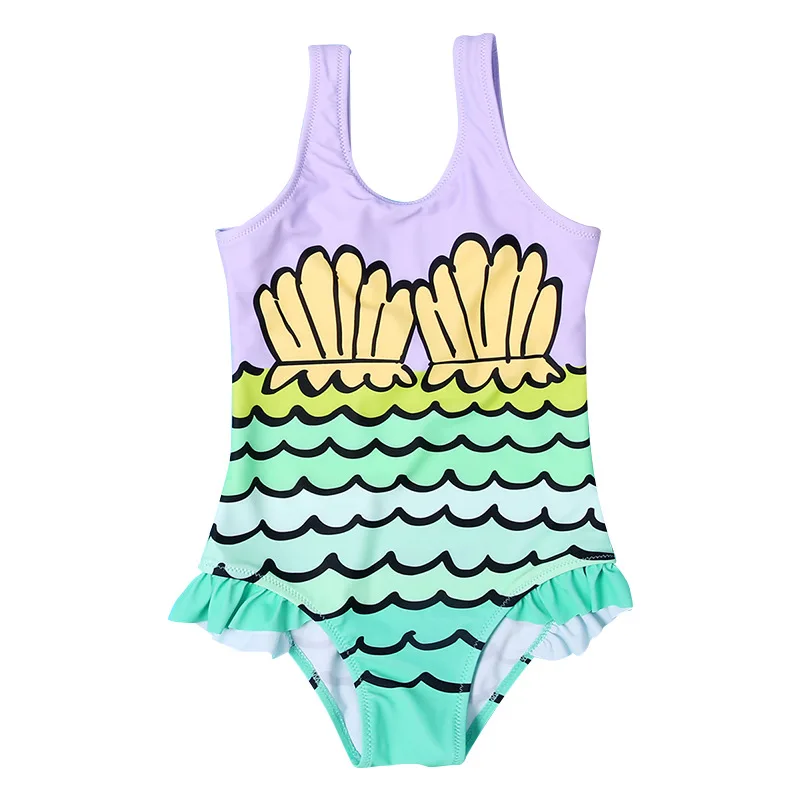 

Mermaid Prints Kids Girl One Piece Swimsuit 2022 Ruffle Children Swimwear Cute Baby Toffler Little Girl Bathing Suit Monokini