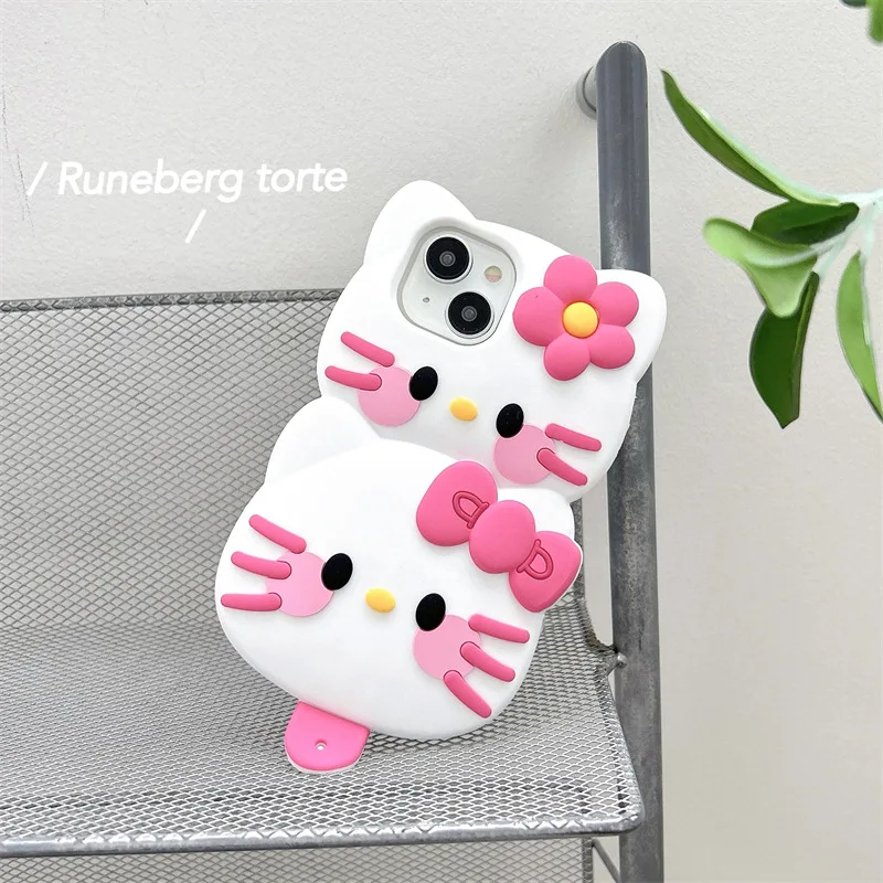 3D мультяшный чехол Hello Kitty в форме фруктового льда для iPhone 15 Pro Max 14 13 12 11 Аниме Kawaii