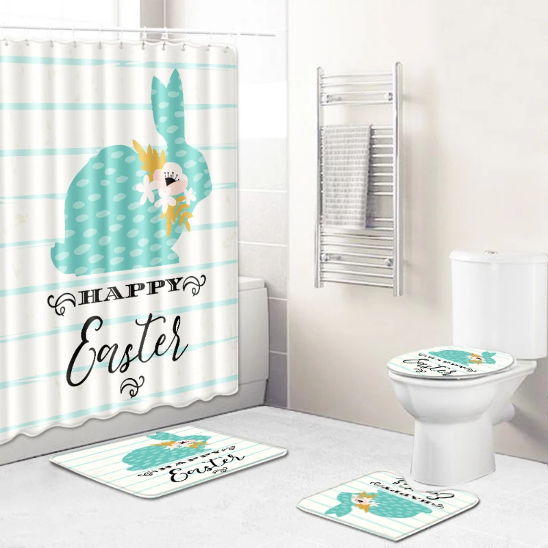 2022 Пасхальная душевая занавеска в комплекте пасхальный мультяшный кролик милый