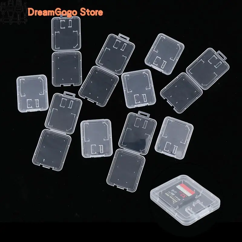 

10Pcs Transparent SD TF CF Memory Card Storage Box Holder Box Protective Case Portable Anti-loss Memory Card Clear Plastic Case