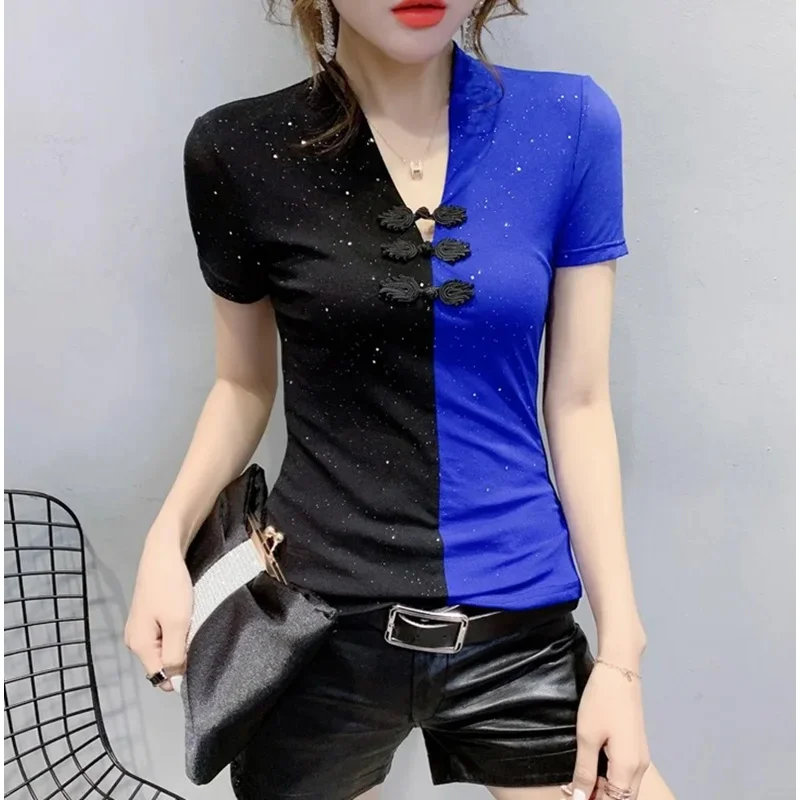 Женские китайские топы Женская азиатская одежда 2024 пикантная Футболка-Ципао в